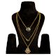 Green Kundan Multi-Layer Necklace with Gold Tone Chains & Pearl Tassels